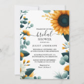 ガーデン素朴グリーンリーサンフラワーブライダルシャワー 招待状 (正面)