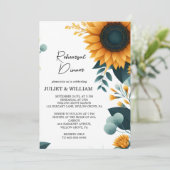 ガーデン素朴グリーンリーサンフラワーリハーサルディナー 招待状 (スタンド正面)