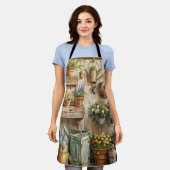 ガーデン素朴コテージコアフローラ エプロン (着用した状態)