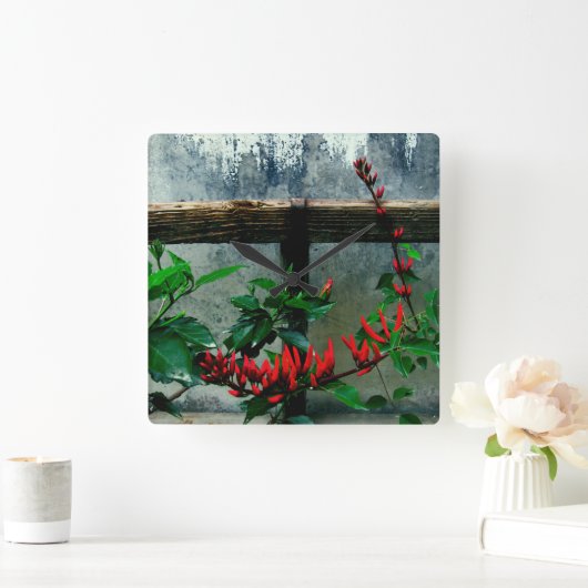 ガーデン素朴フローラ スクエア壁時計 (ホーム)