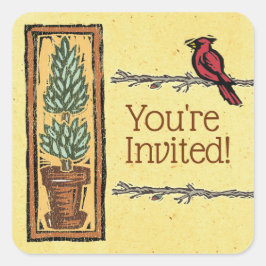 ガーデン素朴ブライダルウェディングシャワーシール スクエアシール