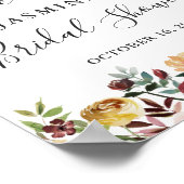 ガーデン素朴ブルゴーニュフローラブライダルシャワー標識 ポスター (角)