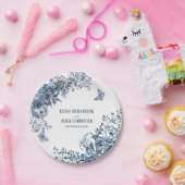 ガーデン素朴ブルーホワイトウォーターカラーフローラ結婚ズ ペーパープレート (パーティー)