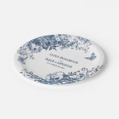 ガーデン素朴ブルーホワイトウォーターカラーフローラ結婚ズ ペーパープレート (アングル)