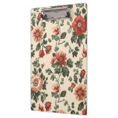 ガーデン素朴開花-ヴィンテージ赤フローラルパターン クリップボード (左)