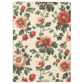 ガーデン素朴開花-ヴィンテージ赤フローラルパターン クリップボード (裏面)