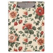ガーデン素朴開花-ヴィンテージ赤フローラルパターン クリップボード (正面)