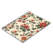 ガーデン素朴開花-ヴィンテージ赤フローラルパターン ノートブック (左側)