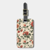 ガーデン素朴開花-ヴィンテージ赤フローラルパターン ラゲッジタグ (正面縦)