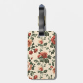 ガーデン素朴開花-ヴィンテージ赤フローラルパターン ラゲッジタグ (裏面縦)