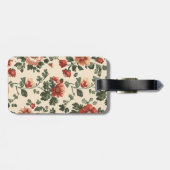 ガーデン素朴開花-ヴィンテージ赤フローラルパターン ラゲッジタグ (裏面横)