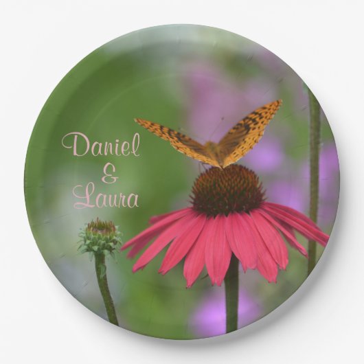 ガーデン結婚・バタフライ ペーパープレート (正面)