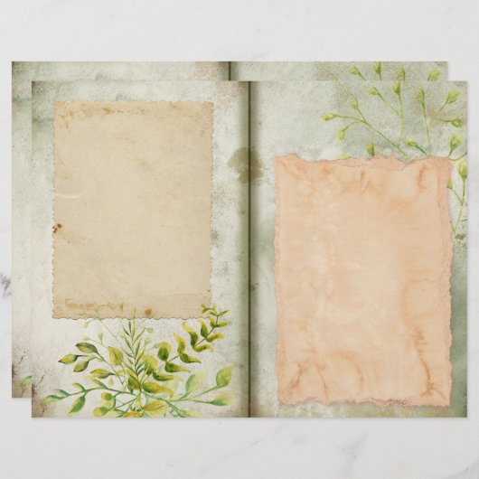 ガーデン緑のコラージュのジャーナルページ (正面/裏面)