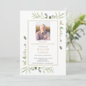 ガーデン緑の葬儀お祝いの生活写真 招待状 (スタンド正面)