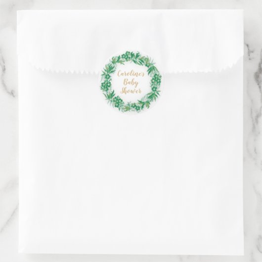 ガーデン緑の赤ちゃんシャワーラウンドステッカーグリーン ラウンドシール (バッグ)