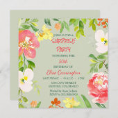 ガーデン縁どフローラ誕生日パーティーへの招待 招待状 (正面/裏面)