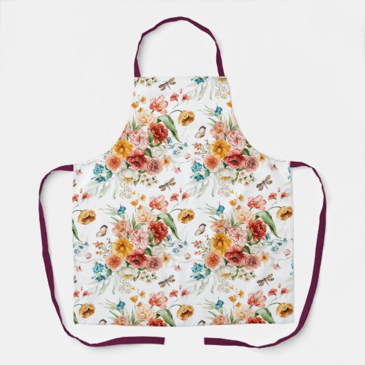 ガーデン花柄 エプロン (正面)