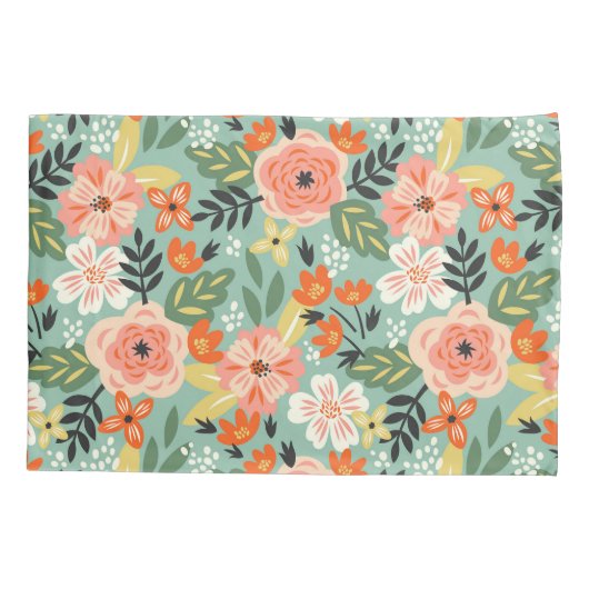 ガーデン花柄 枕カバー (裏面-左)