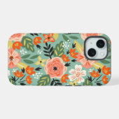 ガーデン花柄 iPhone 15ケース (裏面横)