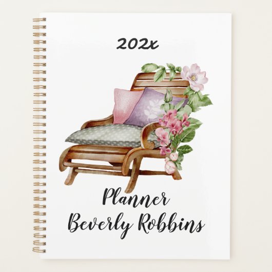 ガーデン花模様 パーソナライズされた プランナー手帳 (正面)