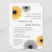 ガーデン芸術的イエローとグレー結婚ズ 招待状 (正面/裏面)