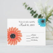 ガーデン芸術的コーラルアンドブルー結婚ズ 出欠カード (スタンド正面)