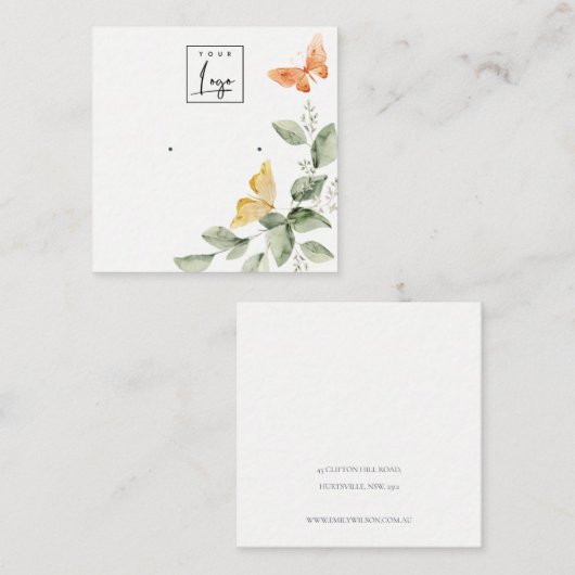 ガーデン観葉蝶のロゴイヤリングディスプレイ スクエア名刺 (正面/裏面)