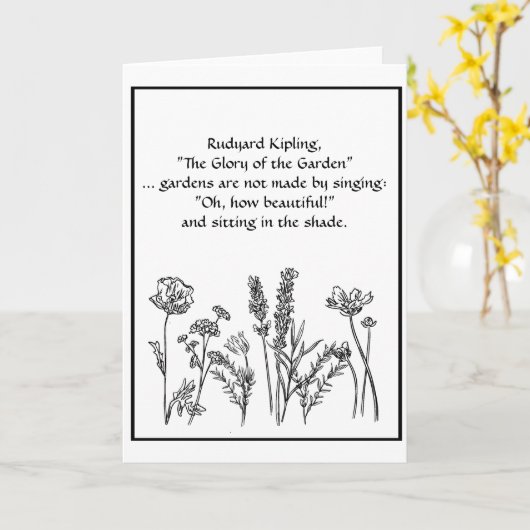 ガーデン詩Rudyard Kipling水彩花 カード (黄色い花)