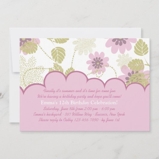 ガーデン誕生日パーティー招待状を覗く 招待状 (正面)