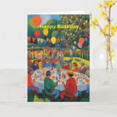 ガーデン誕生日パーティー カード (黄色い花)