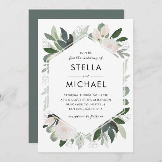 ガーデン赤面ウェディング招待 招待状 (正面/裏面)