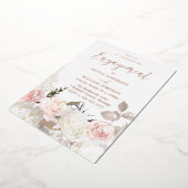 ガーデン赤面フローラバラ金ゴールド婚約パーティ 箔招待状 (回転した状態)