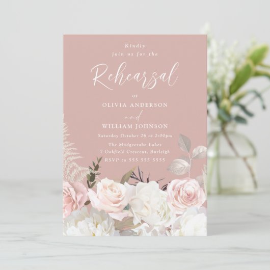 ガーデン赤面&ホワイトフローラモーヴリハーサルディナー 招待状 (スタンド正面)