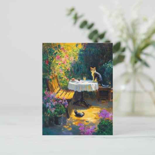 ガーデン遊コーナーの印象派の猫 ポストカード (スタンド正面)