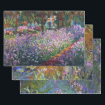 ガーデン違うシーン3、Giverny by Claude Monet ラッピングペーパーシート<br><div class="desc">フランス違うのジヴェルニーにある彼の家でクロード・モネの庭園で紫色の虹彩やその他の花を特集したクロード・モネによるジヴェルニーの3つのガーデンシーン。アーティストについて：クロード・モネ(1840-1926)は印象派の運動の創始者であフランスのり絵画、その絵画の大部分は「空中に浮かぶ」（野外に浮かぶ）スタイル印象派の風景である。</div>
