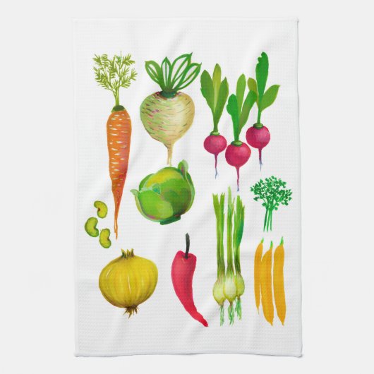 ガーデン野菜シンプル キッチンタオル (縦)