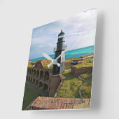 ガーデン鍵ライトハウスドライトルトゥガスフロリダ スクエア壁時計 (傾斜)