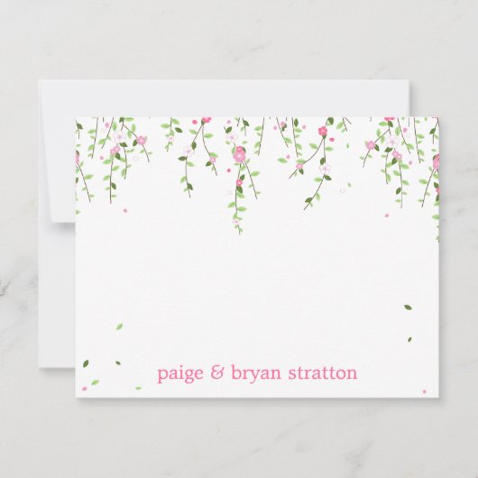 ガーデン開花フラットサンキューカード ノートカード (正面)