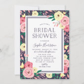 ガーデン開花フローラピンクブライダルシャワー 招待状 (正面)