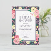 ガーデン開花フローラピンクブライダルシャワー 招待状 (スタンド正面)