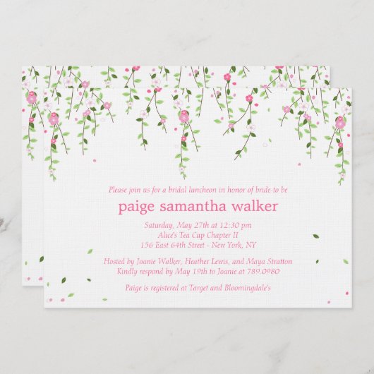 ガーデン開花ブライダルシャワー招待状 招待状 (正面/裏面)