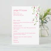 ガーデン開花結婚ズメニューカード メニュー (スタンド正面)