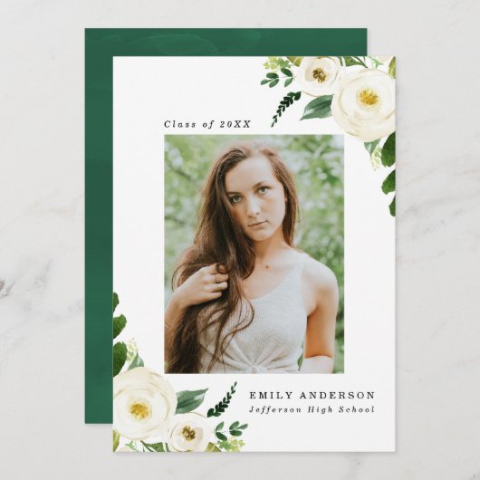 ガーデン開花 |フォト卒業パーティー招待状 招待状 (正面/裏面)