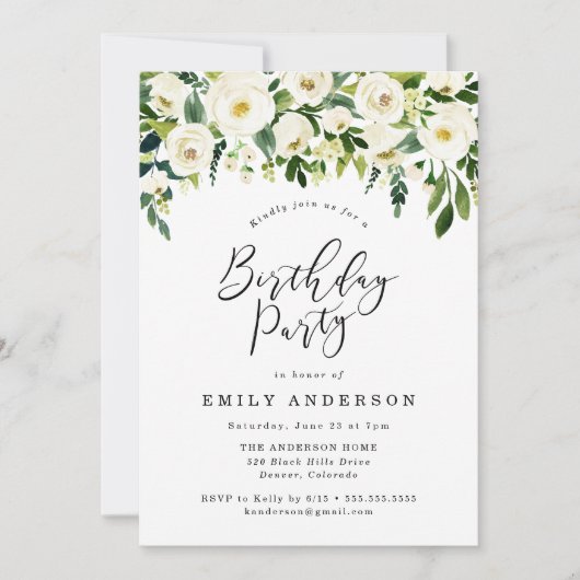 ガーデン開花 |フローラ誕生日パーティーの招待 招待状 (正面)