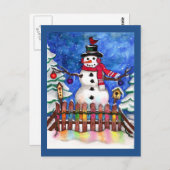 ガーデン雪だるま ポストカード (正面/裏面)