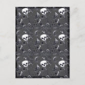 ガーデン骨格の骨、フォークアートムーン、蛾 シーズンポストカード (正面)