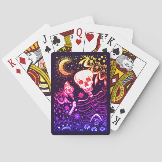 ガーデン骨格の骨、フォークアートムーン、蛾 トランプ (裏面)