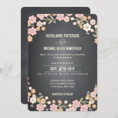 ガーデン魅力的フローラリース結婚式招待状 招待状 (正面/裏面)