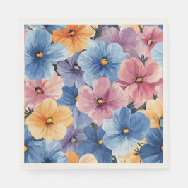 ガーデン鮮やかパステルフラワーシームレスアート スタンダードランチョンナプキン