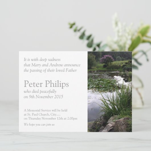 ガーデン2平和な池の葬儀のお知らせ 招待状 (スタンド正面)